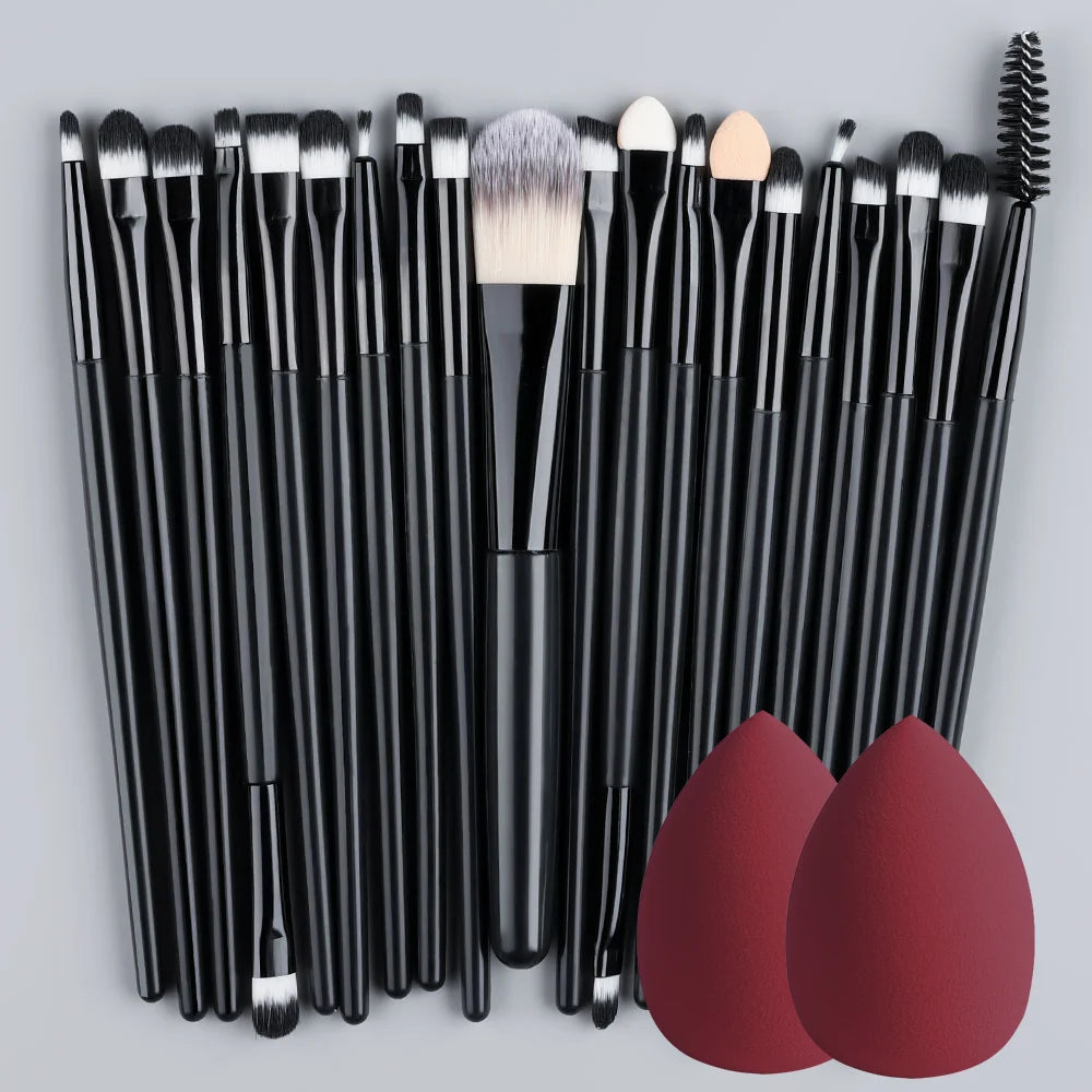 Juego de 20 brochas de maquillaje, para sombras de ojos y maquillaje