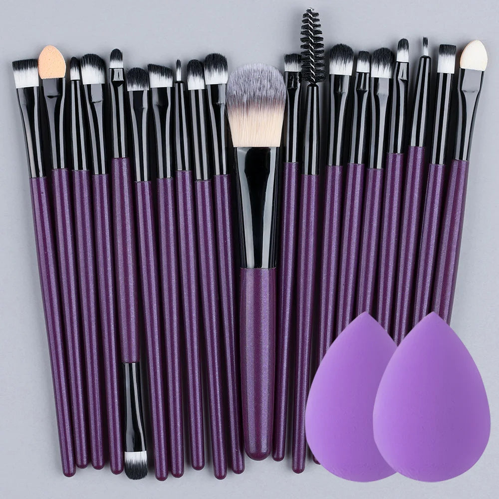 Juego de 20 brochas de maquillaje, para sombras de ojos y maquillaje